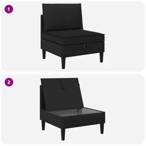  Középső Sofa tárolóval Fekete Bársony