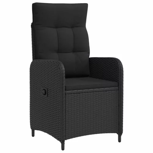  Fekvő Kerti Szék párnával Fekete 57 x 63 x 94 cm polirattan
