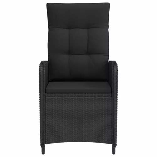  Fekvő Kerti Szék párnával Fekete 57 x 63 x 94 cm polirattan