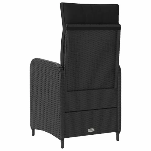  Fekvő Kerti Szék párnával Fekete 57 x 63 x 94 cm polirattan