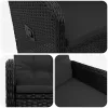  Fekvő Kerti Szék párnával Fekete 57 x 63 x 94 cm polirattan
