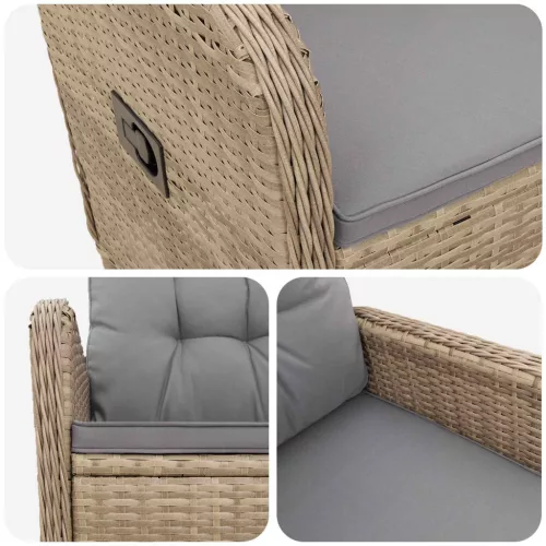  Fekvő Kerti Szék Beige és Világosszürke 57 x 63 x 94 cm