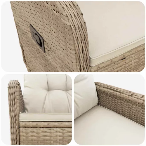  Fekvő Kerti Szék párnával Beige és Krémszínű 57 x 63 x 94 cm