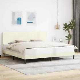    Ágykeret fejtámlával Krémszínű 180 x 200 cm Bársonyos szövet