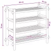  Cipőtartó polcokkal Természetes 4-szintes Bambusz