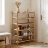  Cipőtartó polcokkal Természetes 6-szintes Bambusz