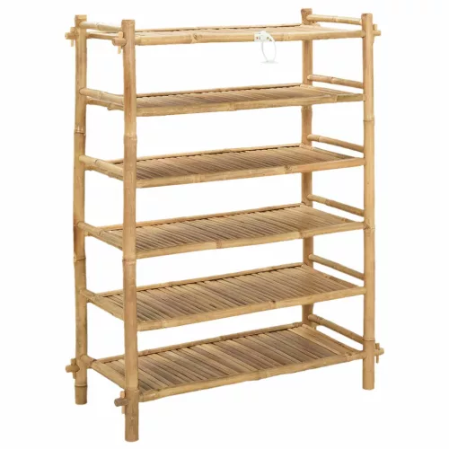 Cipőtartó polcokkal Természetes 6-szintes Bambusz