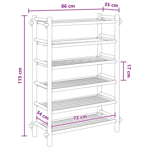  Cipőtartó polcokkal Természetes 6-szintes Bambusz