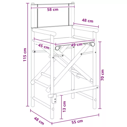 Összecsukható rendezőszék 2 pcs Természetes 58 x 48 x 115 cm