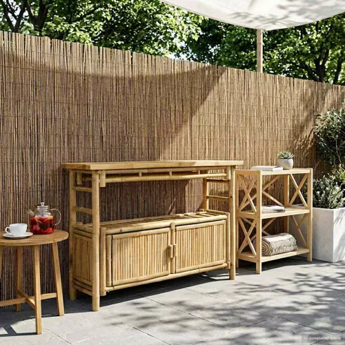  Konzolasztal polcokkal Természetes 110 x 35 x 75 cm Bambusz
