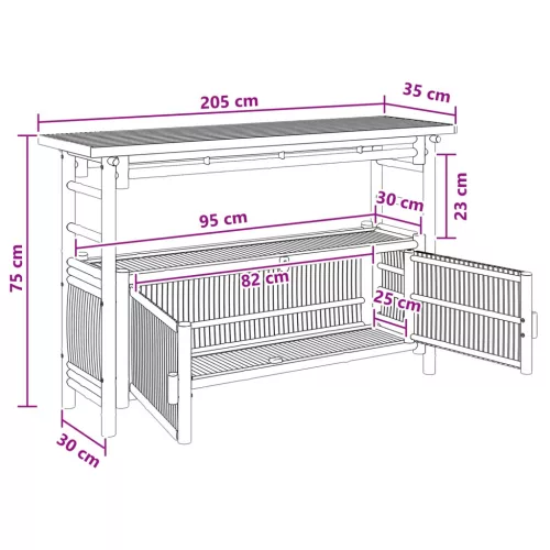  Konzolasztal polcokkal Természetes 110 x 35 x 75 cm Bambusz