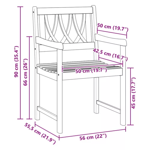  Kerti pad 2 pcs Természetes 56 x 55,5 x 90 cm Tömör Akácfa