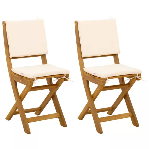  Kültéri bistro székek párnával 2 pcs Krémfehér 38 x 46 x 85 cm