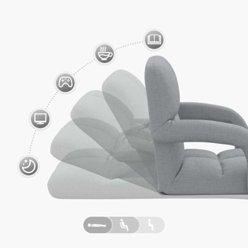  Állítható padló szék Világosszürke 58 x 62 x 58 cm Szövet