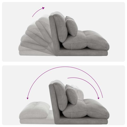  Padló szék Világosszürke 110 x 82 x 55 cm Bársony