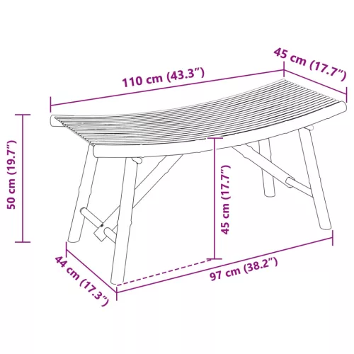  Kerti pad Természetes 110 x 45 x 50 cm Bambusz