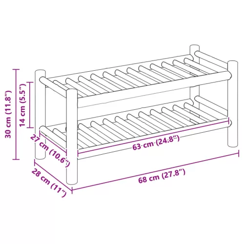  Cipőtartó polcokkal Természetes 68 x 28 x 30 cm Bambusz