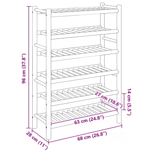  Cipőtartó polcokkal Természetes 68 x 28 x 96 cm Bambusz