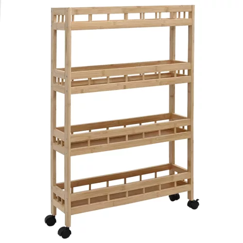  Konyhai Kocsi Kerekekkel Természetes 60 x 18 x 97 cm Bambusz