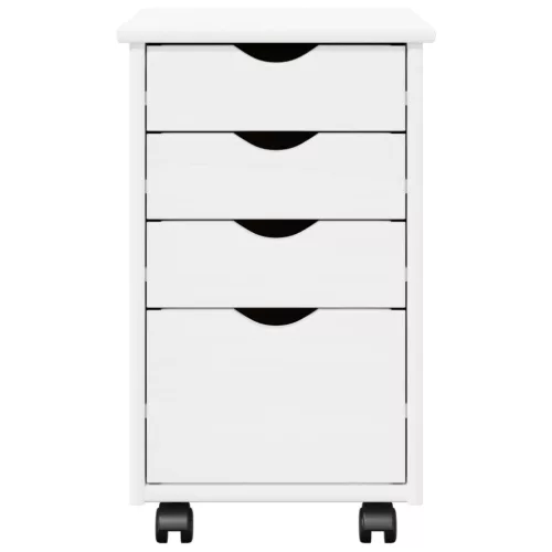  Görgős szekrény kerékkel Fehér 34 x 39 x 56 cm Tömör fenyőfa