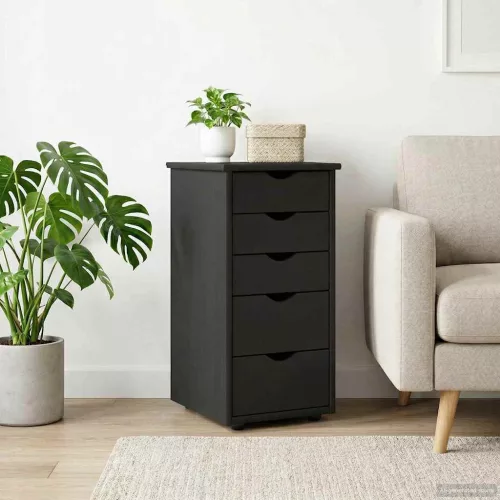  Cabinet Fekete 34 x 39 x 61,5 cm Tömör fenyőfa