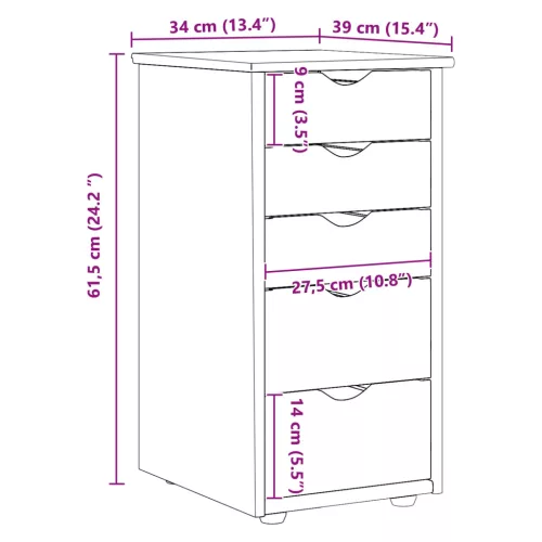  Cabinet Fekete 34 x 39 x 61,5 cm Tömör fenyőfa