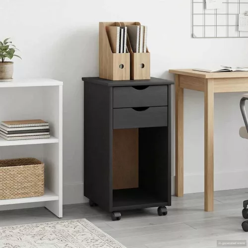  Görgős szekrény kerékkel Szürke 34 x 39 x 65,5 cm Tömör fenyő