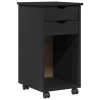  Görgős szekrény kerékkel Fekete 34 x 39 x 65,5 cm Tömör fenyő