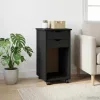  Görgős szekrény kerékkel Fekete 34 x 39 x 65,5 cm Tömör fenyő