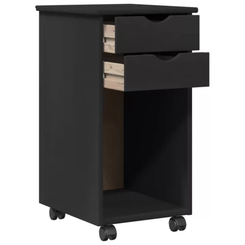  Görgős szekrény kerékkel Fekete 34 x 39 x 65,5 cm Tömör fenyő