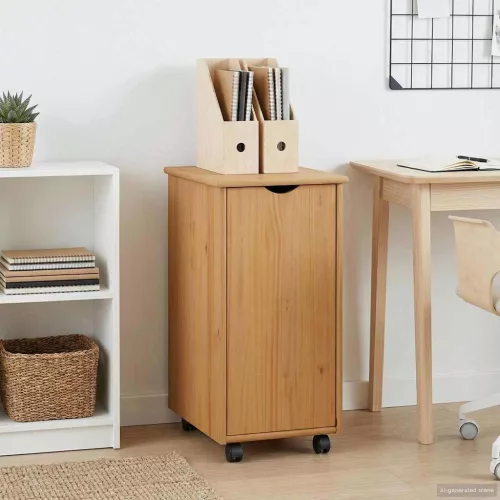  Görgős szekrény Méz barna 34 x 39 x 65,5 cm Tömör fenyőfa