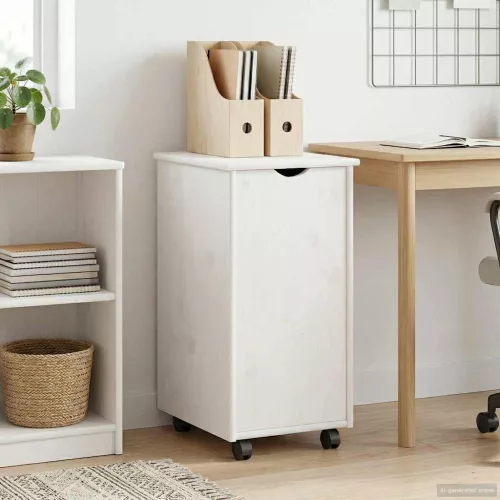  Görgős szekrény kerékkel Fehér 34 x 39 x 65,5 cm Tömör fenyőfa