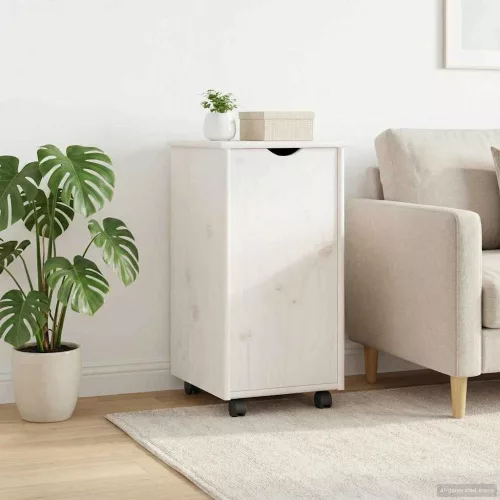  Görgős szekrény kerékkel Fehér 34 x 39 x 65,5 cm Tömör fenyőfa