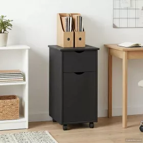    Görgős szekrény kerékkel Szürke 34 x 39 x 65,5 cm Tömör fenyőfa