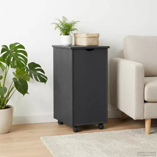  Görgős szekrény kerékkel Szürke 34 x 39 x 65,5 cm Tömör fenyőfa