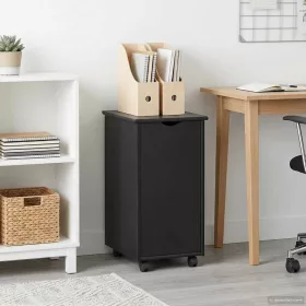    Görgős szekrény kerékkel Fekete 34 x 39 x 65,5 cm Tömör fenyőfa
