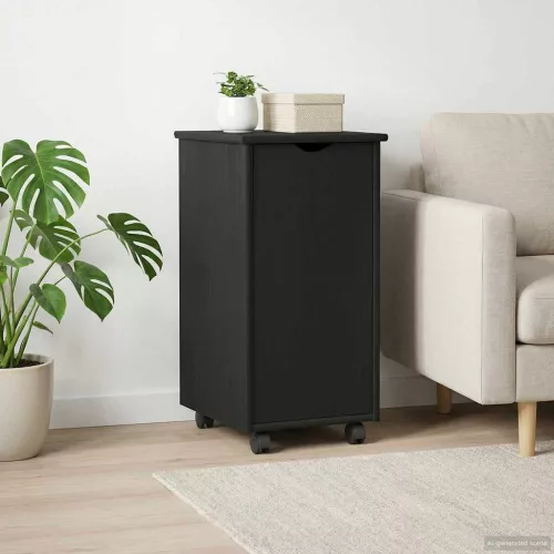  Görgős szekrény kerékkel Fekete 34 x 39 x 65,5 cm Tömör fenyőfa
