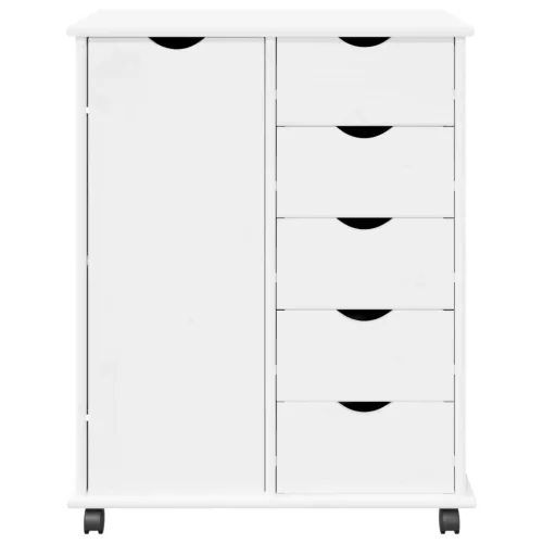  Görgős szekrény kerékkel Fehér 63,5 x 39 x 79 cm Tömör fenyőfa