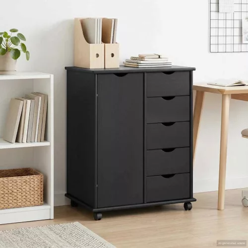  Görgős szekrény kerékkel Szürke 63,5 x 39 x 79 cm Tömör fenyőfa