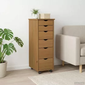    Görgős szekrény Méz barna 34 x 39 x 93,5 cm Tömör fenyőfa