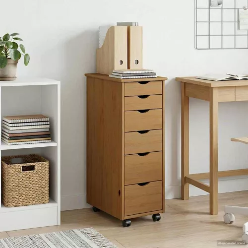  Görgős szekrény Méz barna 34 x 39 x 93,5 cm Tömör fenyőfa