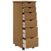  Görgős szekrény Méz barna 34 x 39 x 93,5 cm Tömör fenyőfa