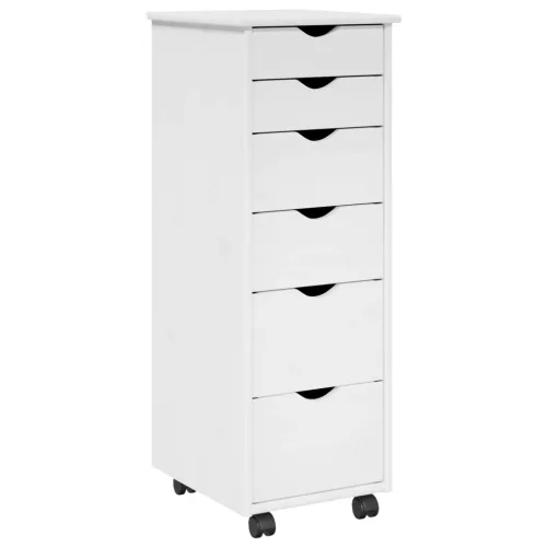  Görgős szekrény kerékkel Fehér 34 x 39 x 93,5 cm Tömör fenyőfa