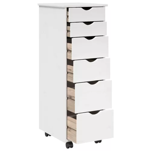  Görgős szekrény kerékkel Fehér 34 x 39 x 93,5 cm Tömör fenyőfa