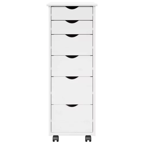  Görgős szekrény kerékkel Fehér 34 x 39 x 93,5 cm Tömör fenyőfa