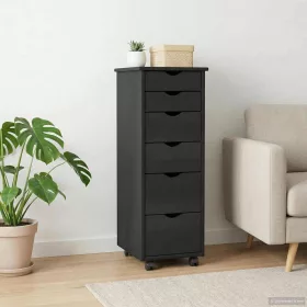    Görgős szekrény kerékkel Szürke 34 x 39 x 93,5 cm Tömör fenyőfa