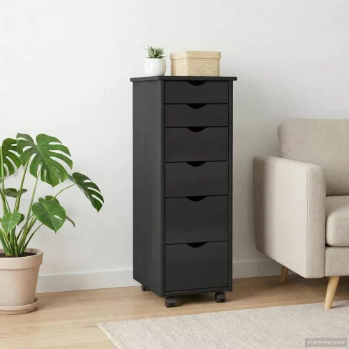  Görgős szekrény kerékkel Szürke 34 x 39 x 93,5 cm Tömör fenyőfa