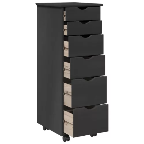  Görgős szekrény kerékkel Szürke 34 x 39 x 93,5 cm Tömör fenyőfa