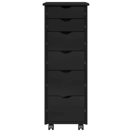  Görgős szekrény kerékkel Fekete 34 x 39 x 93,5 cm Tömör fenyőfa