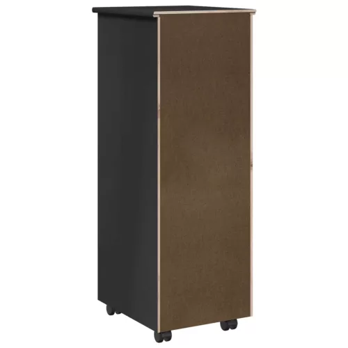  Görgős szekrény kerékkel Fekete 34 x 39 x 93,5 cm Tömör fenyőfa